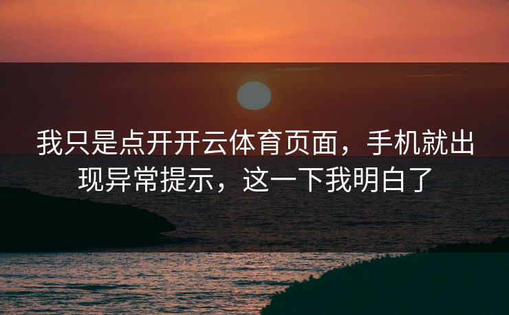 我只是点开开云体育页面，手机就出现异常提示，这一下我明白了