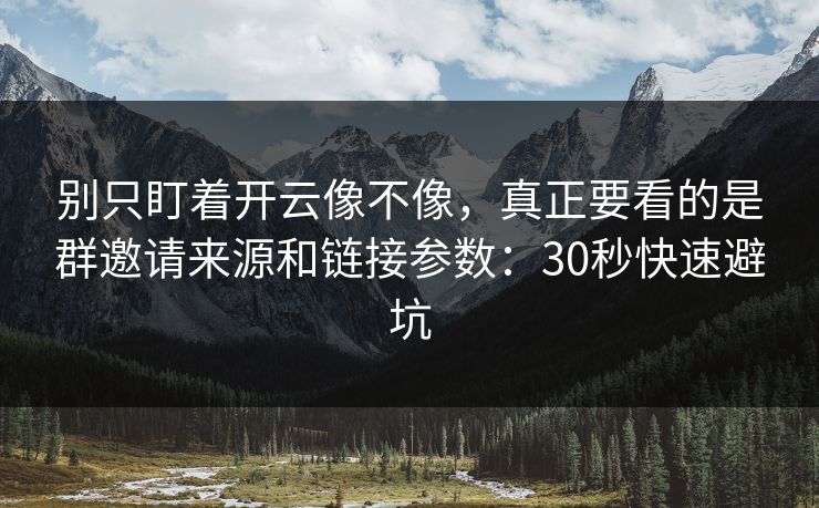 别只盯着开云像不像，真正要看的是群邀请来源和链接参数：30秒快速避坑